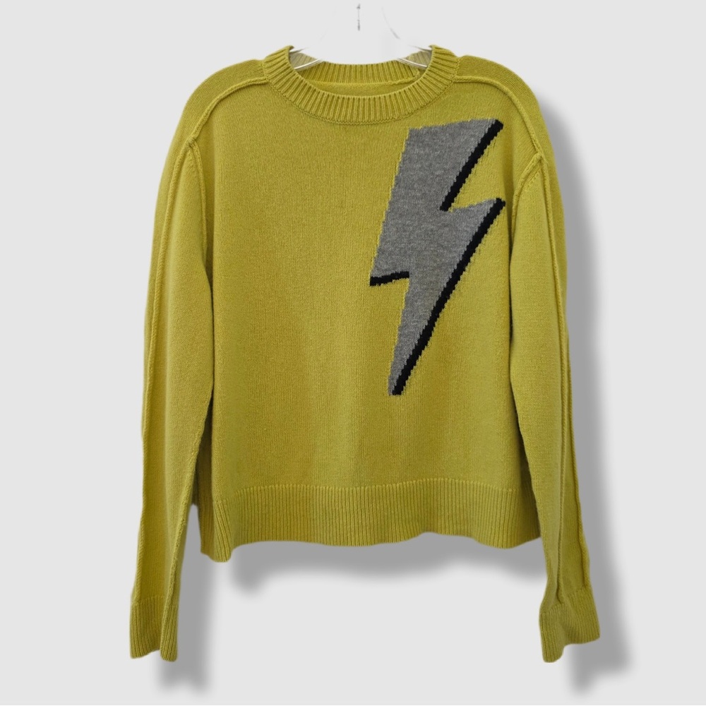 Rails Robert Rodriguez Yellow Lighting Bolt Wool Cashmere Sweater Large